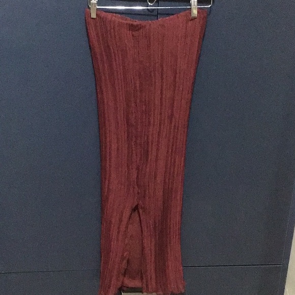 Topshop Burgundy strapless lined Textured Dress - Picture 5 of 6